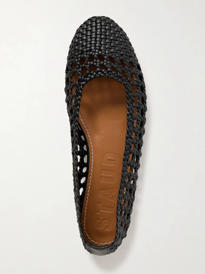 STAUD - Nell Woven Leather Ballet Flats - Black - Image 5
