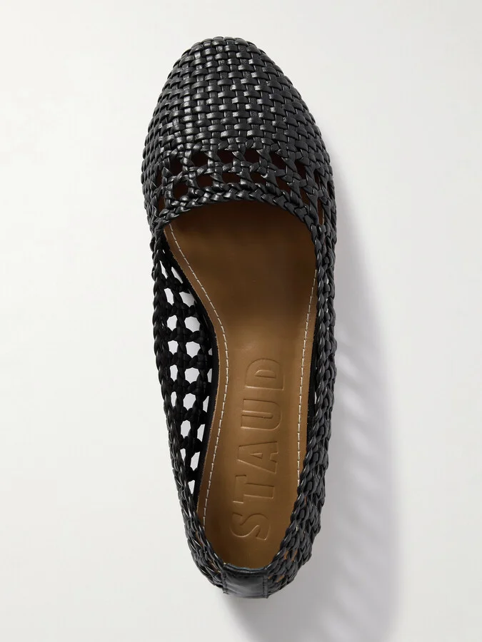 STAUD - Nell Woven Leather Ballet Flats - Black - Image 5