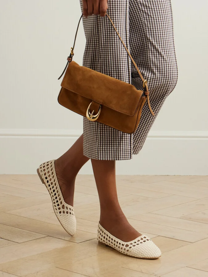 STAUD - Nell Woven Leather Ballet Flats - Cream - Image 2