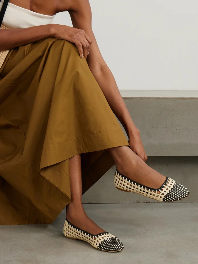 STAUD - Nell Woven Leather Ballet Flats - Cream - Image 2