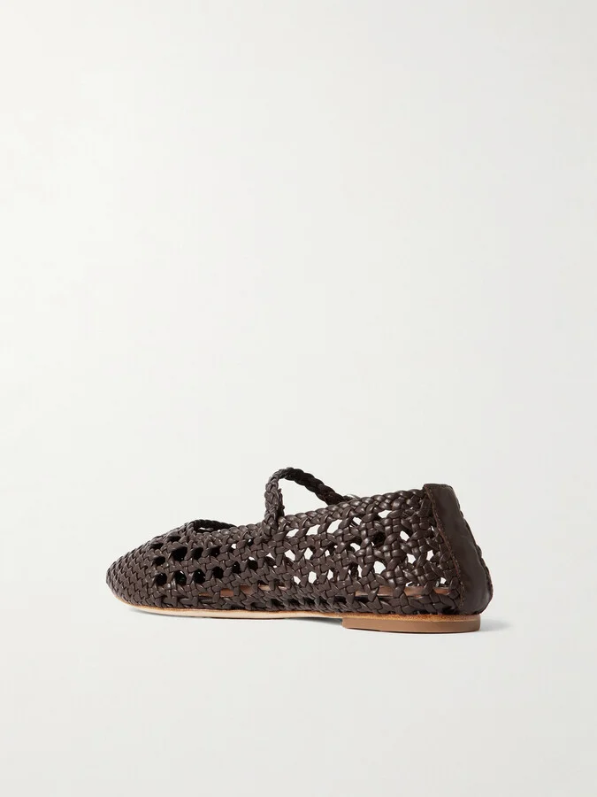 STAUD - Nell Woven Leather Mary Jane Ballet Flats - Brown - Image 3