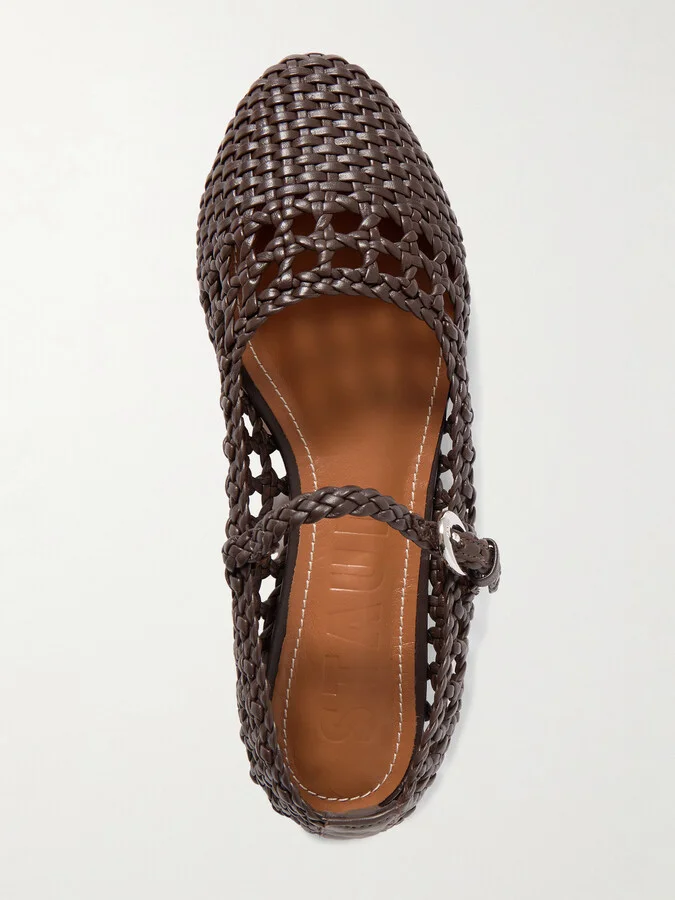 STAUD - Nell Woven Leather Mary Jane Ballet Flats - Brown - Image 5