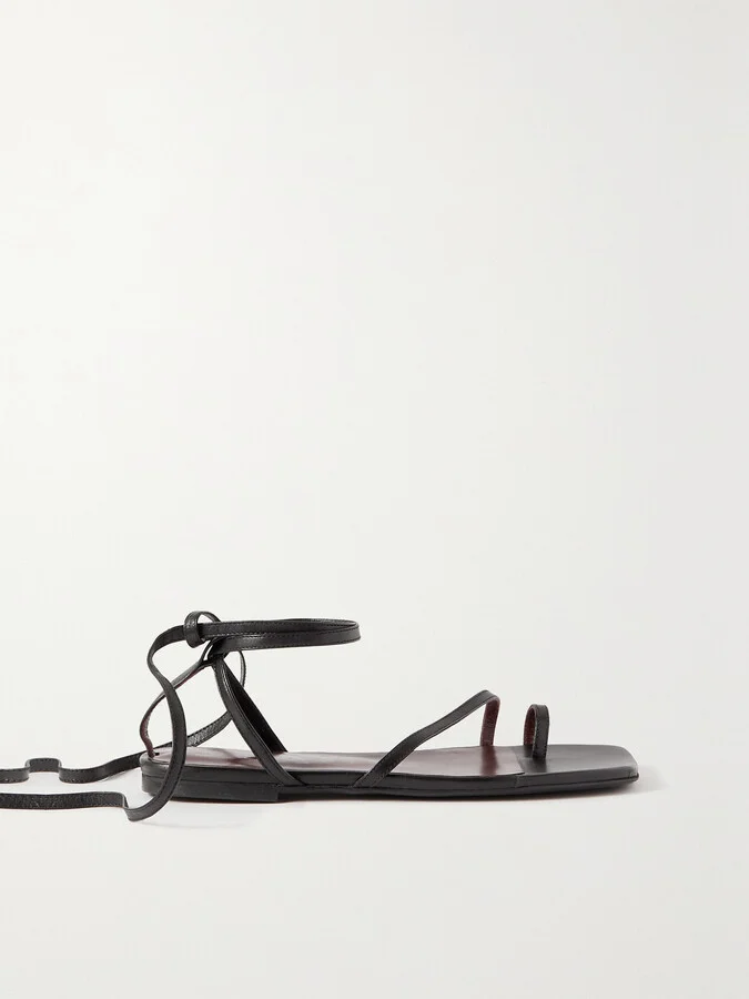 STAUD - Nicola Tie-detailed Leather Sandals - Black