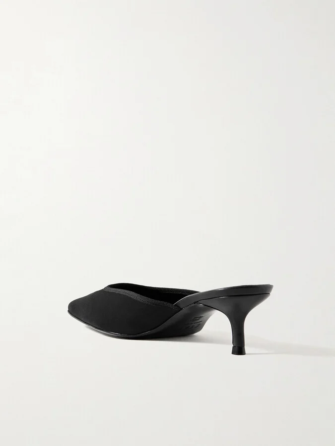 STAUD - Otto Grosgrain-trimmed Satin Mules - Black - Image 3