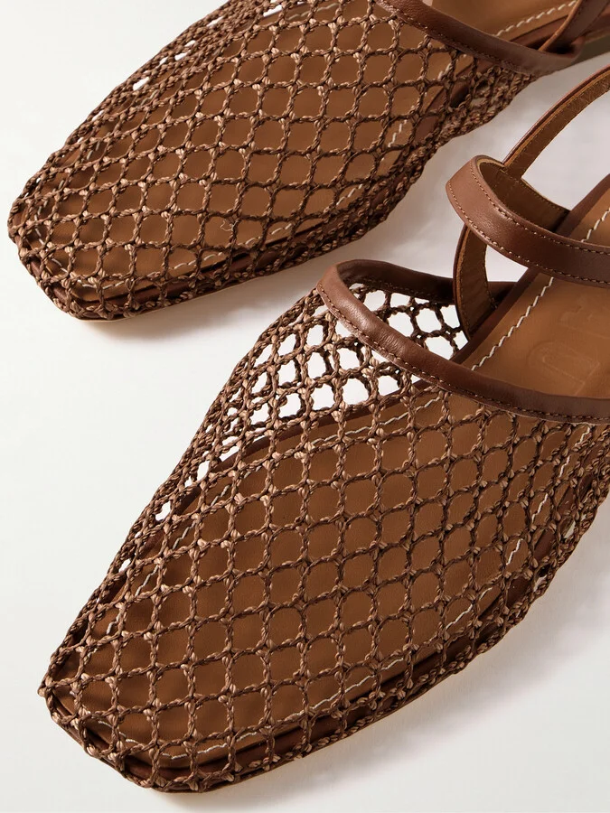 STAUD - Rete Crocheted And Leather Sandals - Brown - Image 4