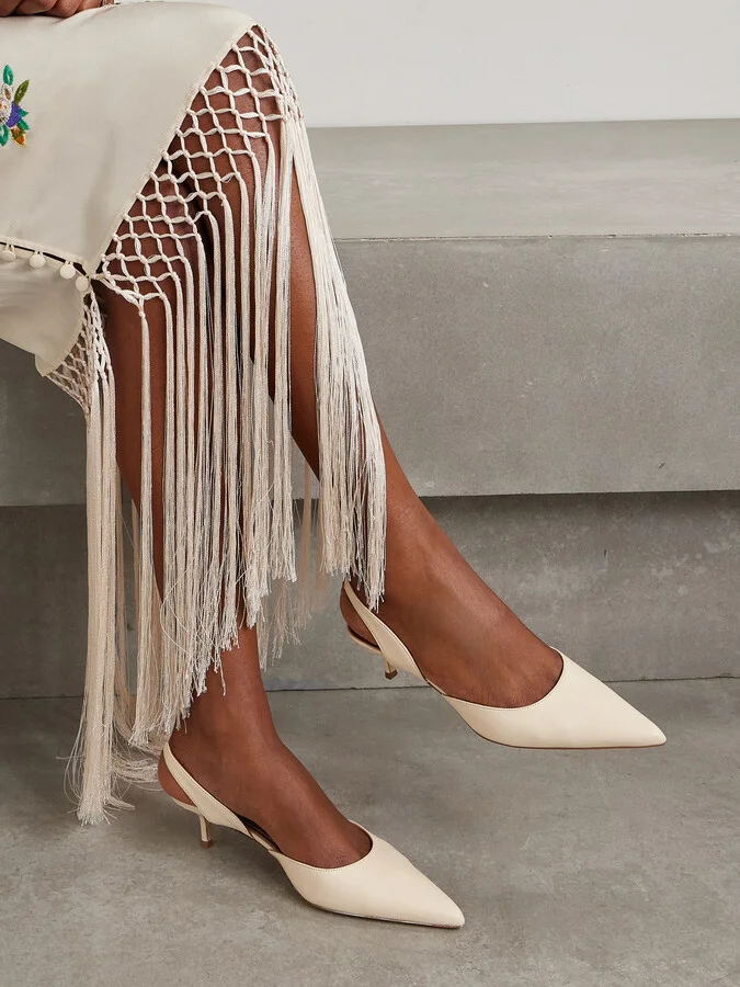 STAUD - Sebastian Leather Slingback Pumps - Ivory - Image 2