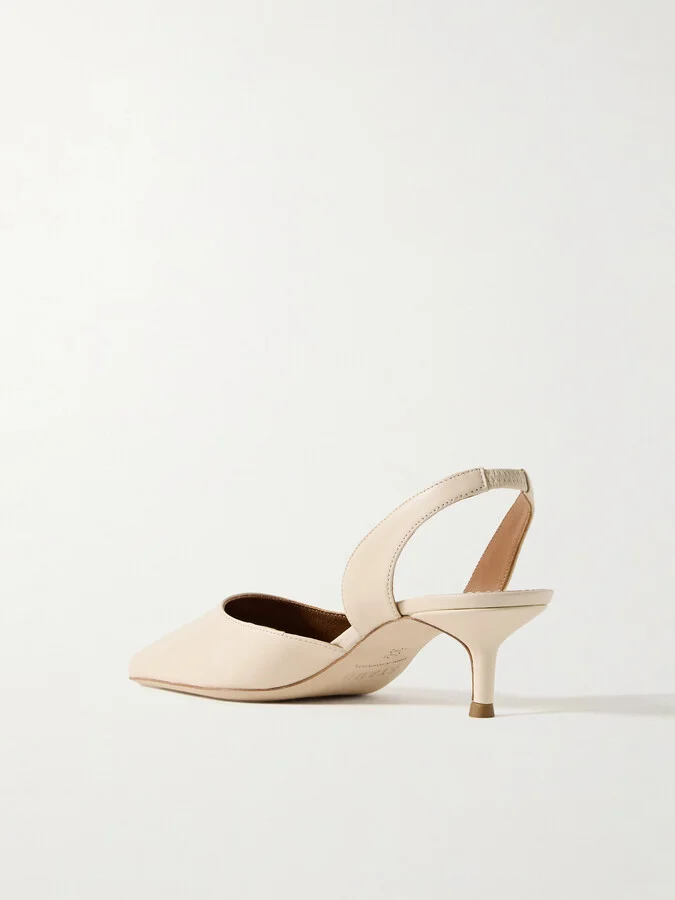 STAUD - Sebastian Leather Slingback Pumps - Ivory - Image 3