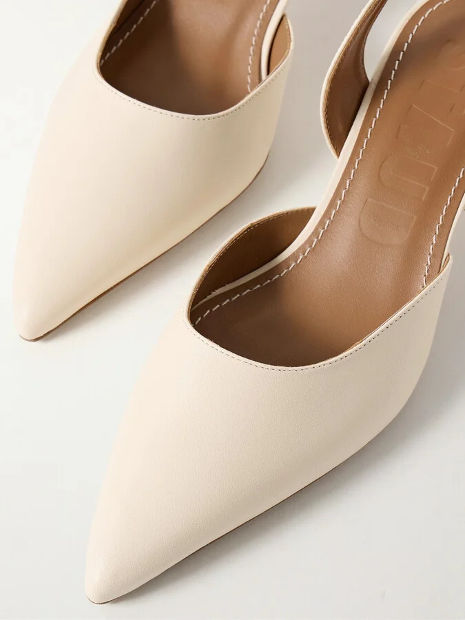 STAUD - Sebastian Leather Slingback Pumps - Ivory - Image 4