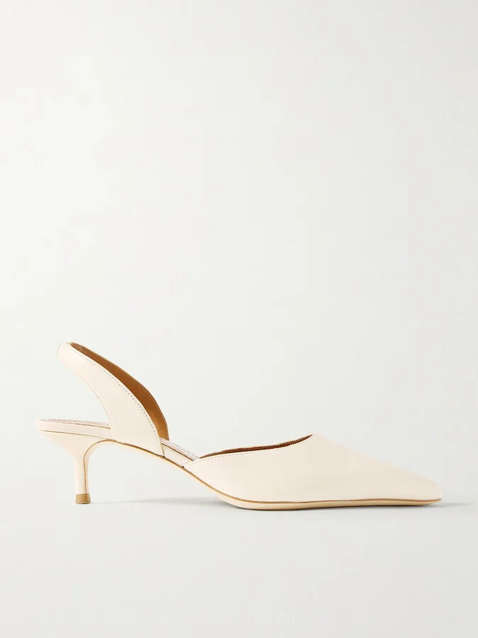 STAUD - Sebastian Leather Slingback Pumps - Ivory
