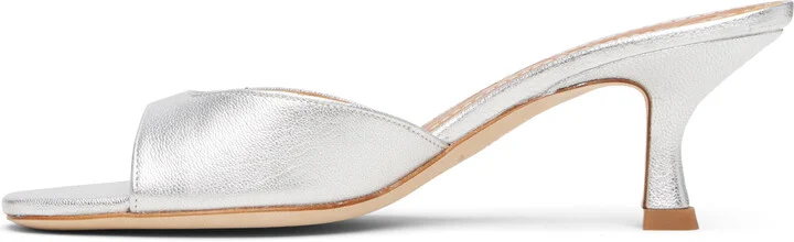 Staud Silver Brigitte Mule Sandals - Image 3