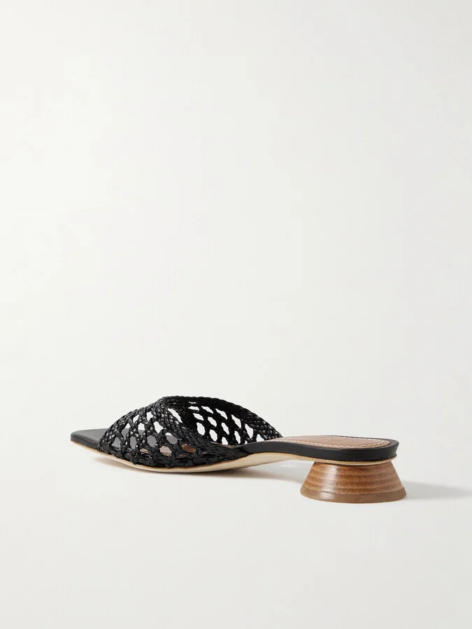 STAUD - Simone Braided Leather Sandals - Black - Image 3