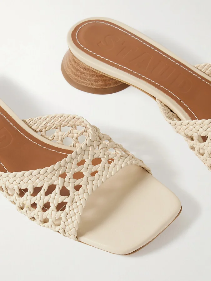 STAUD - Simone Braided Leather Sandals - Neutrals - Image 4