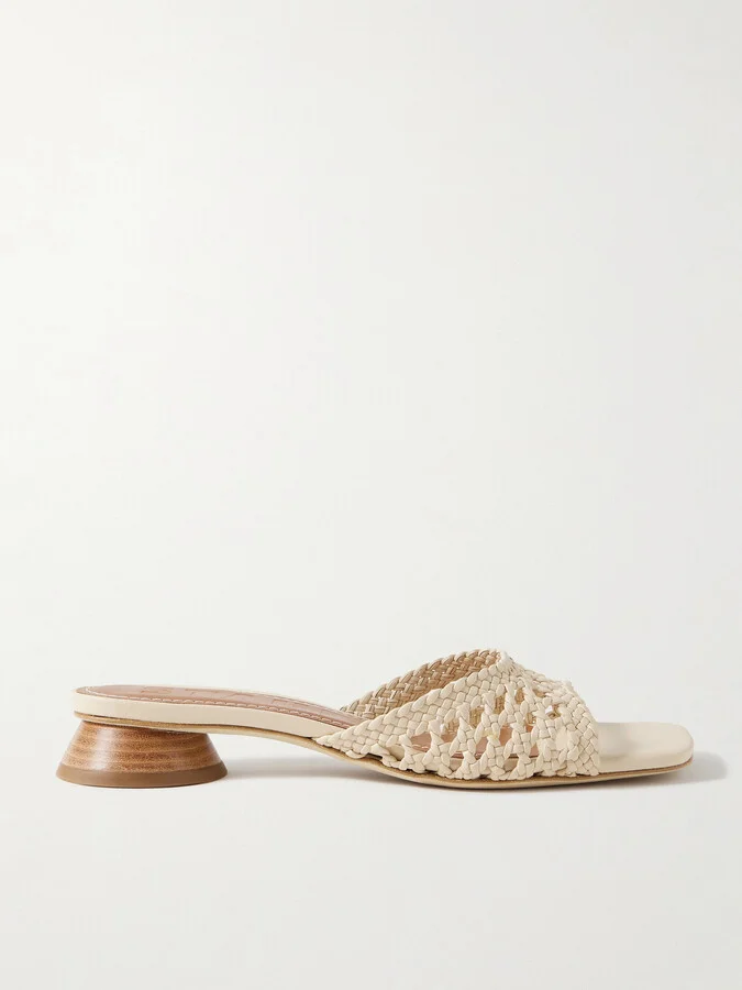 STAUD - Simone Braided Leather Sandals - Neutrals