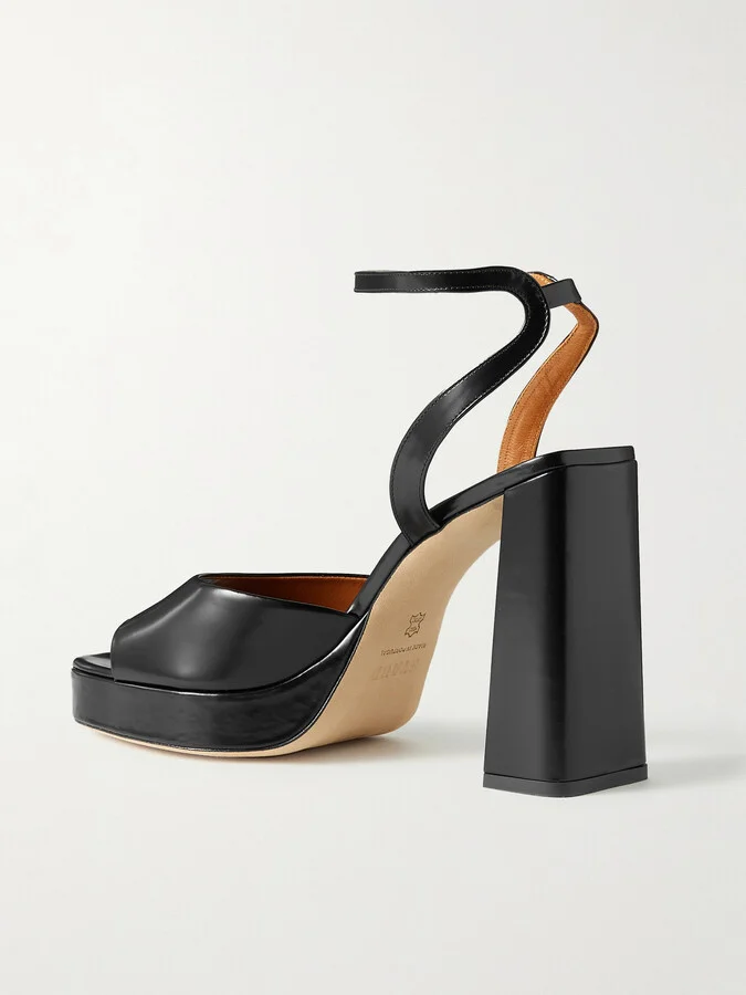 STAUD - Solange Leather Platform Sandals - Black - Image 3