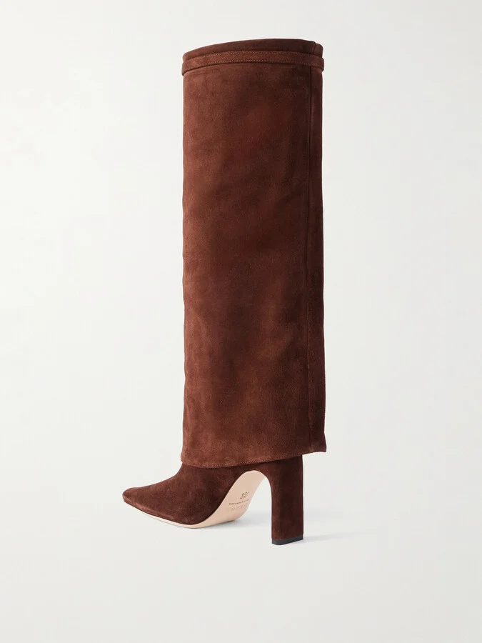 STAUD - Wally Buckled Suede Knee Boots - Brown - Image 3