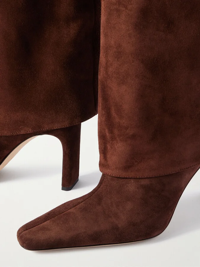 STAUD - Wally Buckled Suede Knee Boots - Brown - Image 4