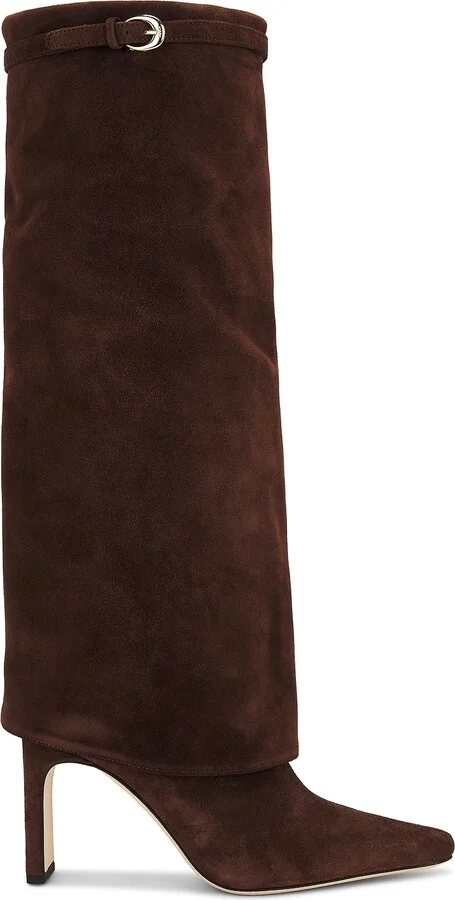 Staud Wally Foldover High Heel Boot in Brown