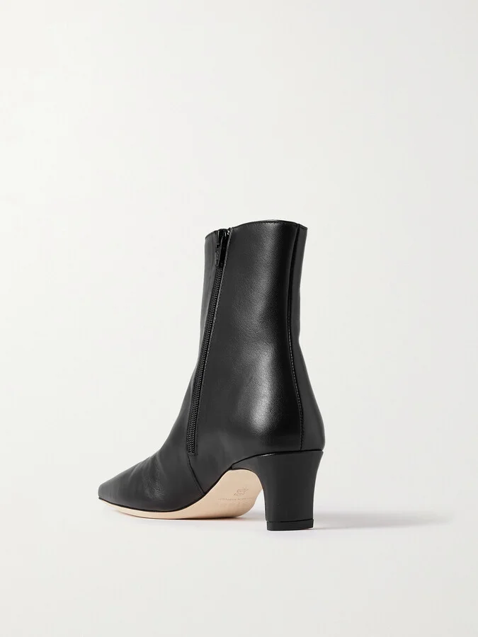 STAUD - Wally Leather Ankle Boots - Black - Image 3