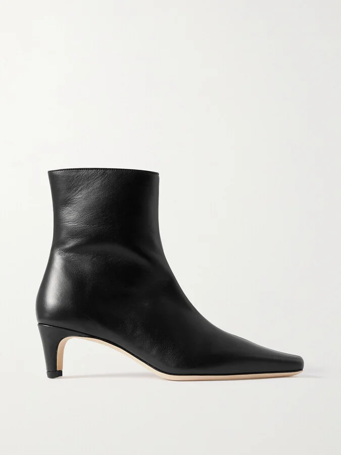STAUD - Wally Leather Ankle Boots - Black