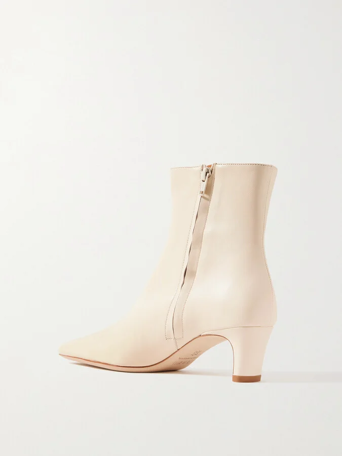 STAUD - Wally Leather Ankle Boots - Cream - Image 3