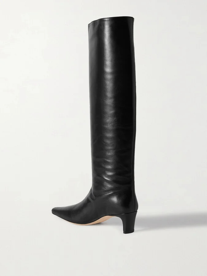 STAUD - Wally Leather Knee Boots - Black - Image 3