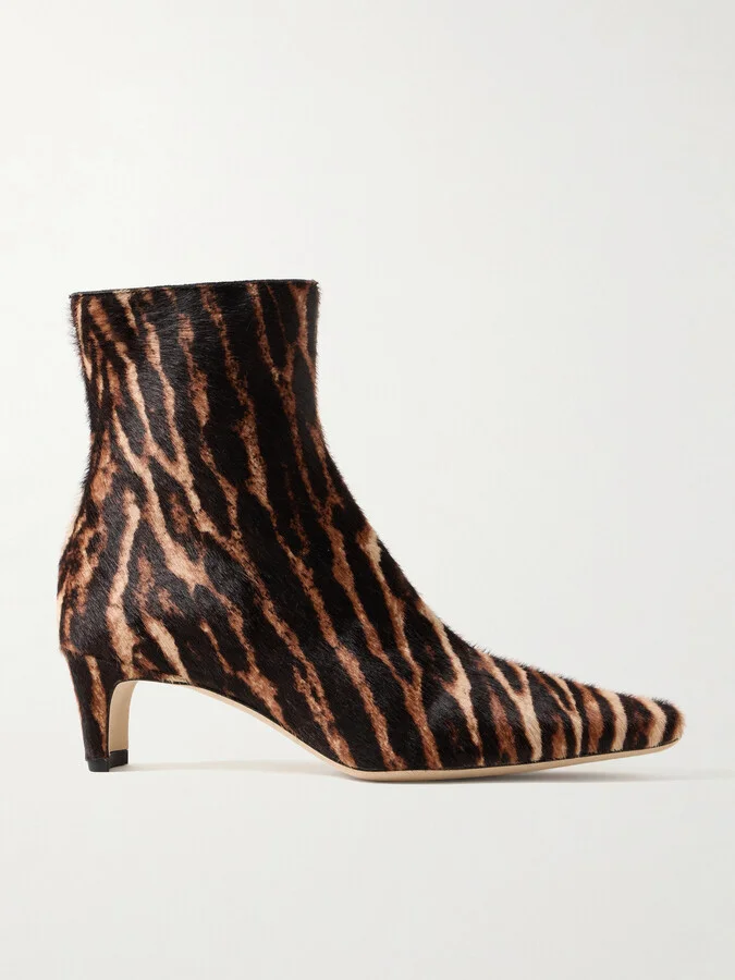 STAUD - Wally Leopard-print Calf Hair Ankle Boots - Animal print