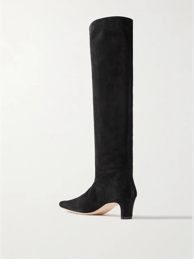 STAUD - Wally Suede Knee Boots - Black - Image 3