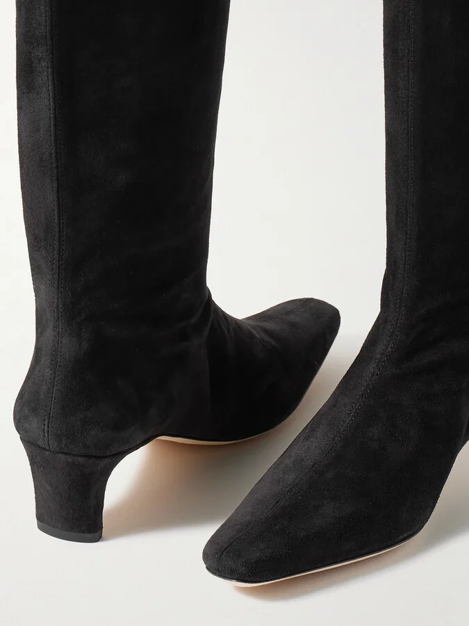 STAUD - Wally Suede Knee Boots - Black - Image 4