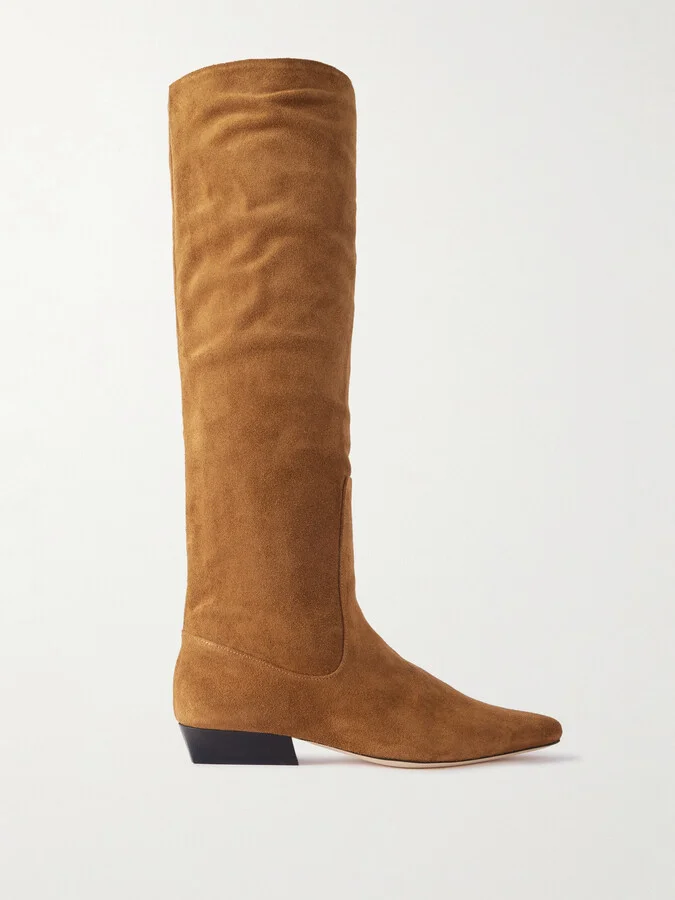 STAUD - Wally Suede Knee Boots - Brown