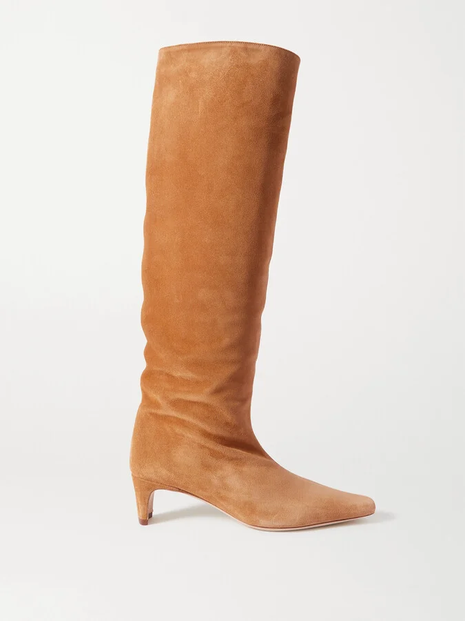 STAUD - Wally Suede Knee Boots - Brown
