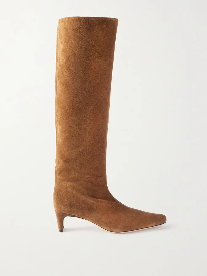 STAUD - Wally Suede Knee Boots - Brown