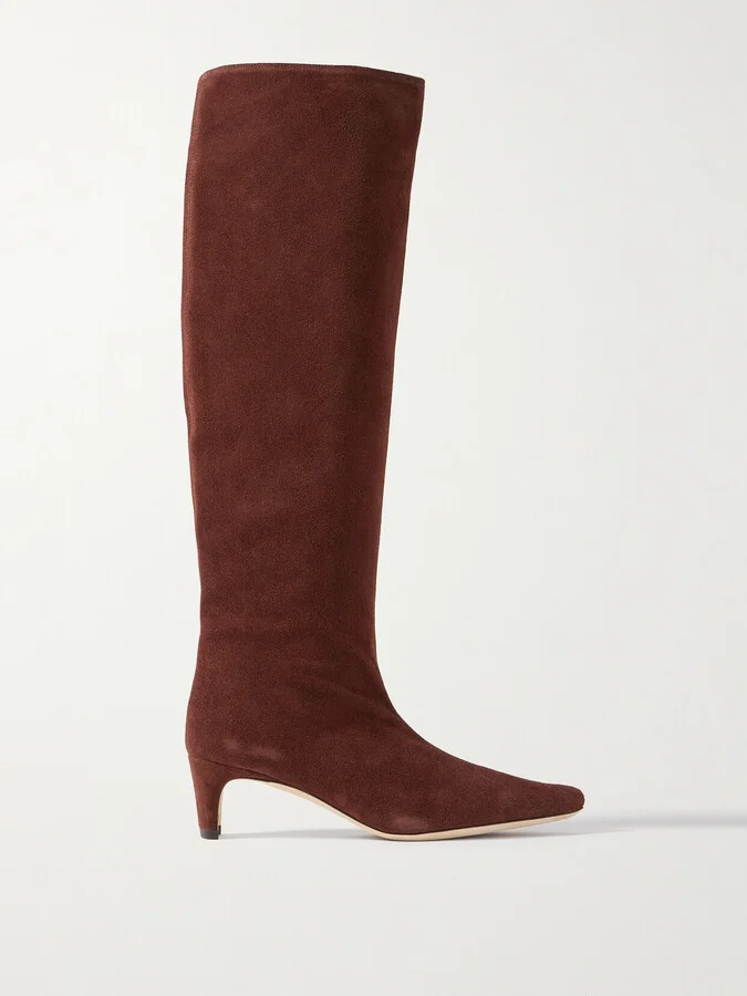 STAUD - Wally Suede Knee Boots - Brown