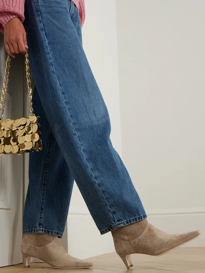 STAUD - Western Wally Suede Ankle Boots - Neutrals - Image 2