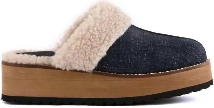 Steady Platform Mule In Navy Denim