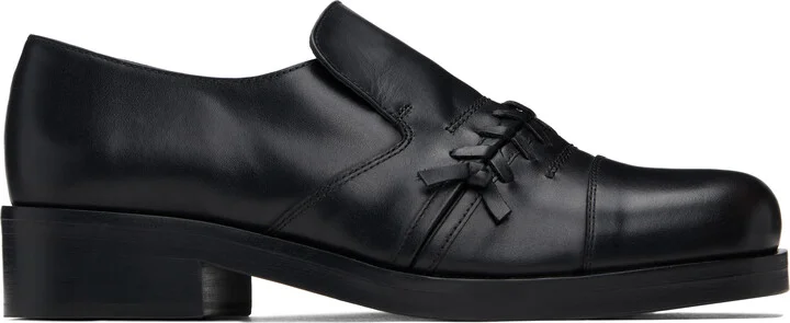 Stefan Cooke Black Leather Slip-on Loafers