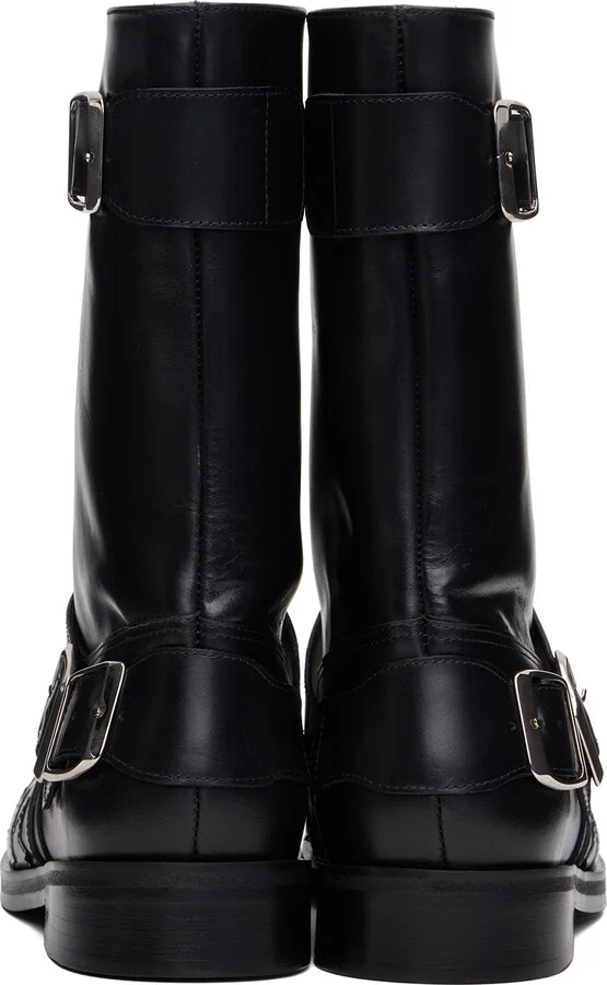 Stefan Cooke Black & Silver Star Biker Boots - Image 2