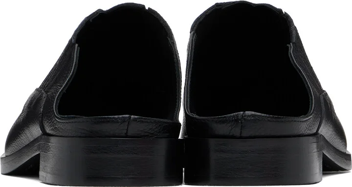 Stefan Cooke SSENSE Exclusive Black Grainy Leather Mules - Image 2