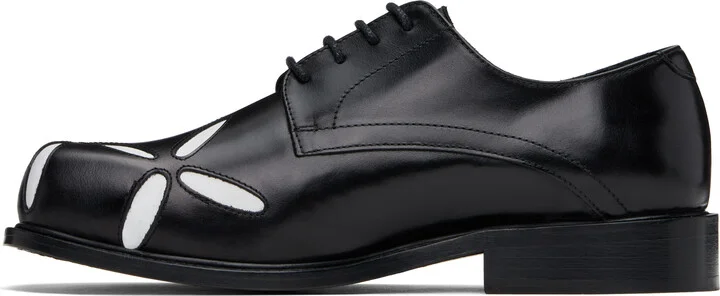 Stefan Cooke SSENSE Exclusive Black & White Slashed Square Toe Derbys - Image 3