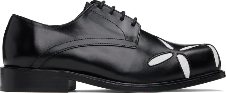Stefan Cooke SSENSE Exclusive Black & White Slashed Square Toe Derbys