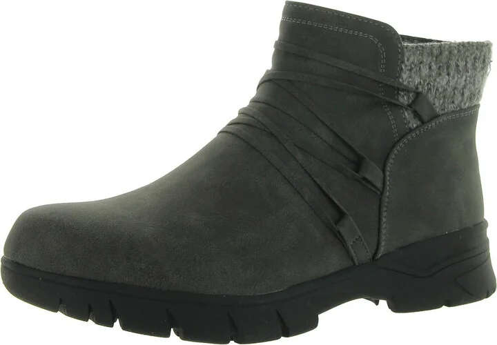 Stefani Womens Faux Fur Strappy Ankle Boots