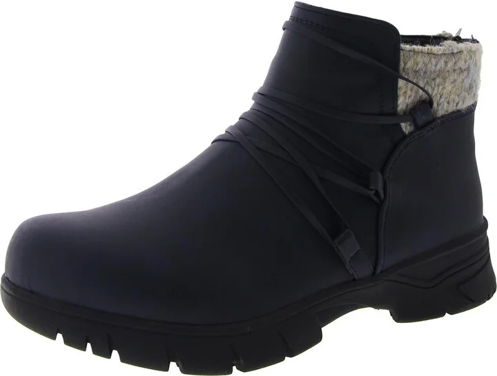 Stefani Womens Faux Leather Block Heel Booties