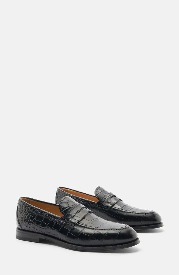 Black - Croco-Printed Calf