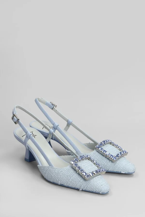 Stefi Pumps In Cyan Fabric - Image 2