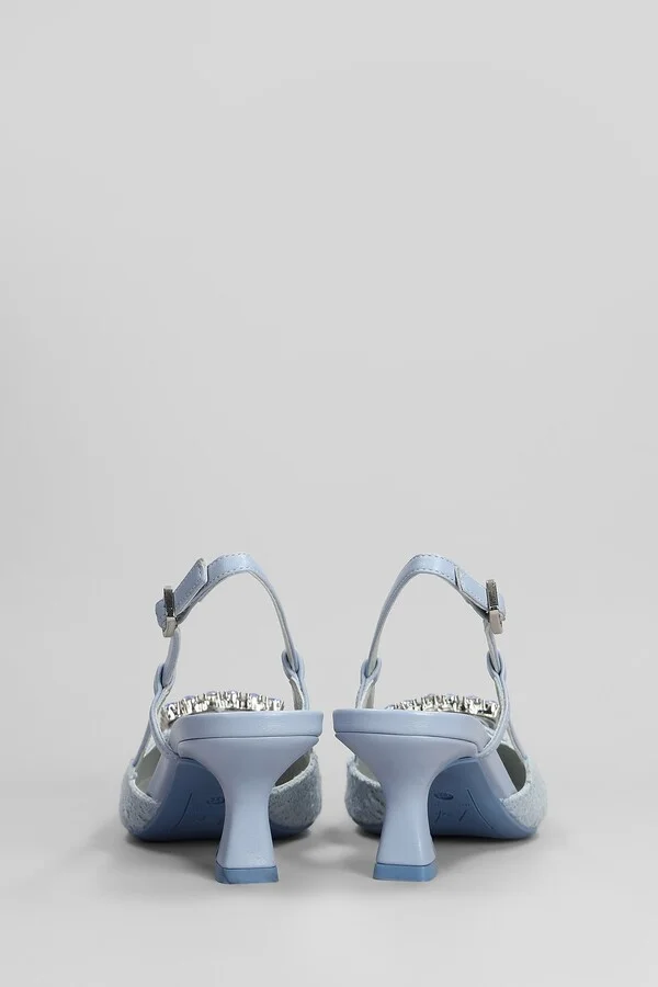 Stefi Pumps In Cyan Fabric - Image 4