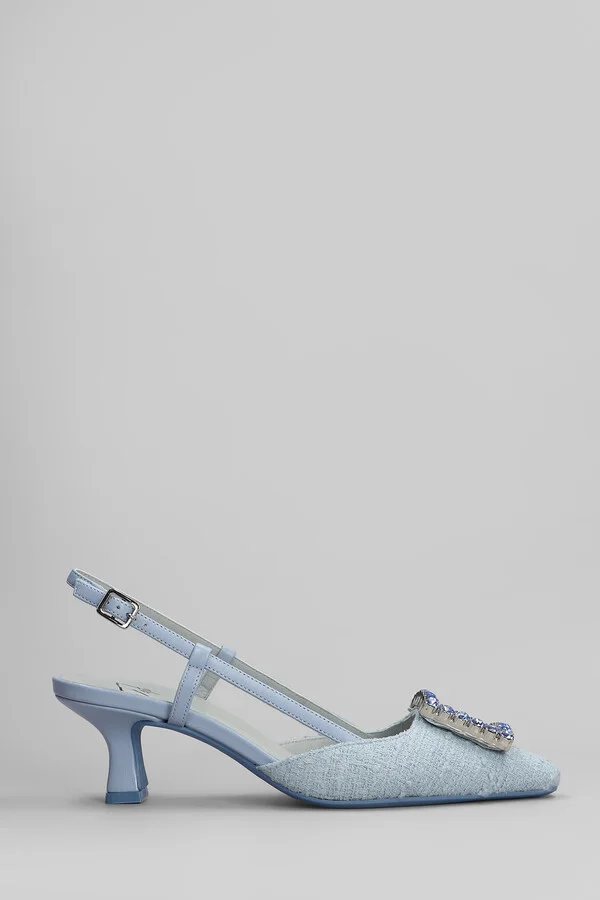 Stefi Pumps In Cyan Fabric