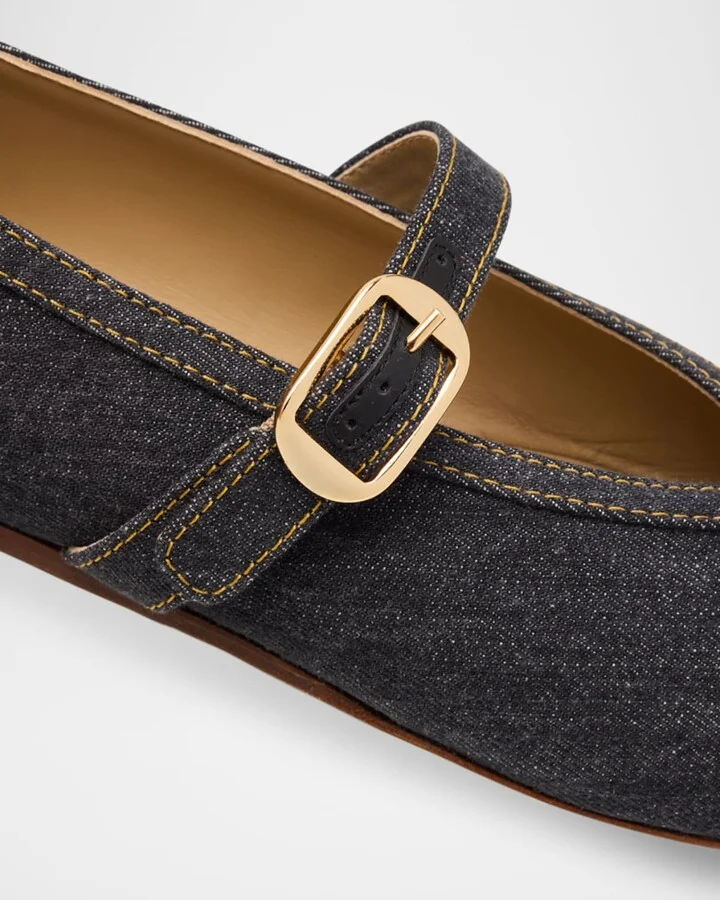 Stella Denim Mary Jane Ballerina Flats - Image 2