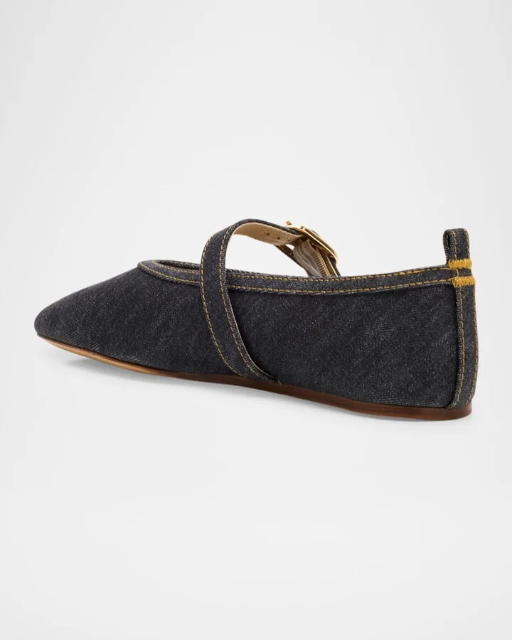 Stella Denim Mary Jane Ballerina Flats - Image 3