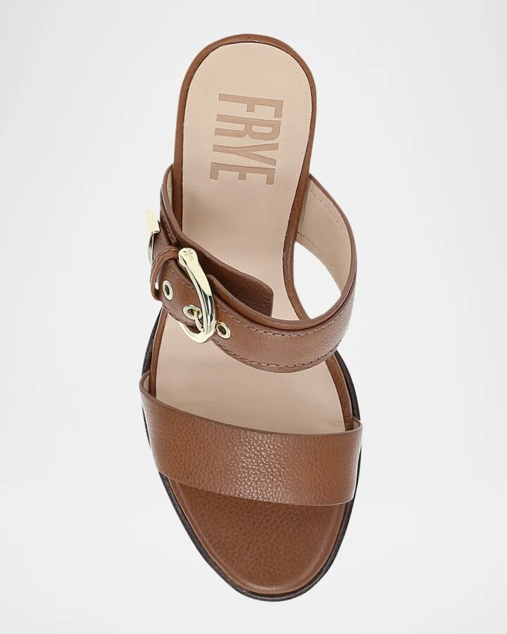 Stella Leather Buckle Dual-Band Sandals - Image 2