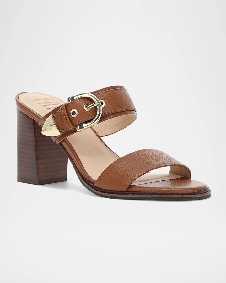 Stella Leather Buckle Dual-Band Sandals - Image 3