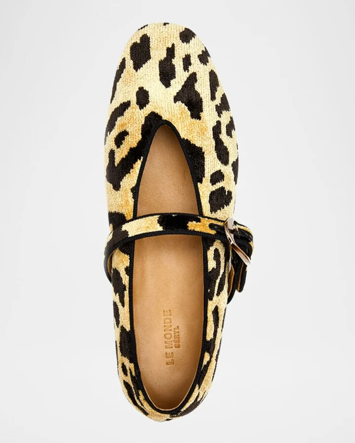 Stella Leopard Velvet Ballerina Flats - Image 4